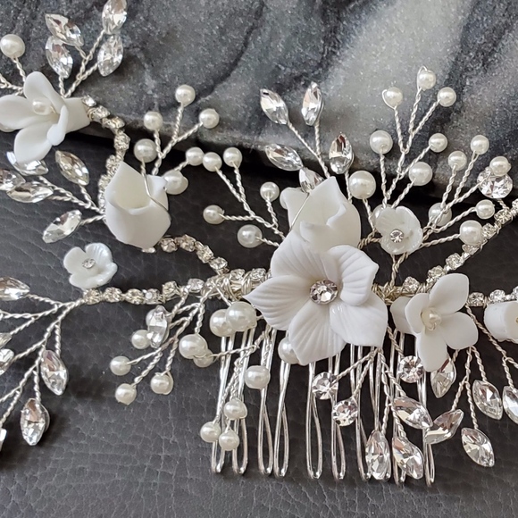 Bride Crystal flower Large Head Hairpieces wedding - Picture 5 of 7